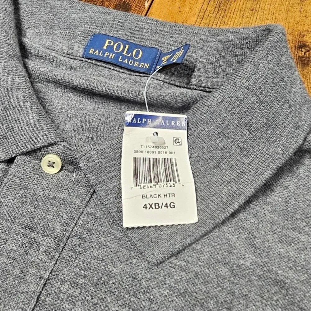 Polo Ralph Lauren Mens Gray Short Sleeve Pique Polo Shirt Big & Tall 4XB